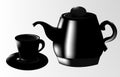 Black kettle and cup.